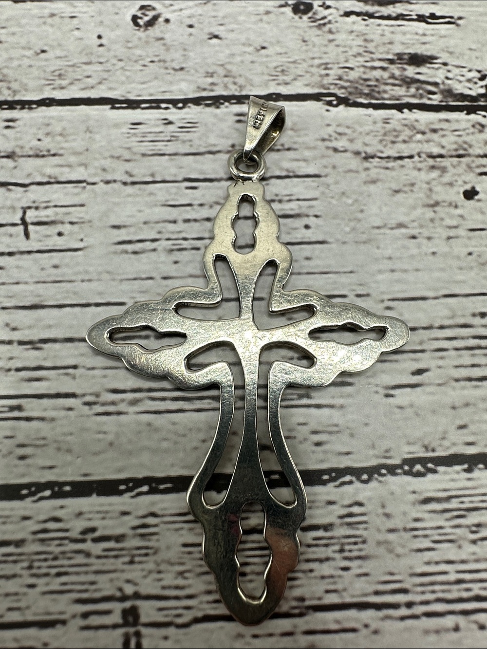 Taxco Silver Openwork Cross Pendant with Polished Finish